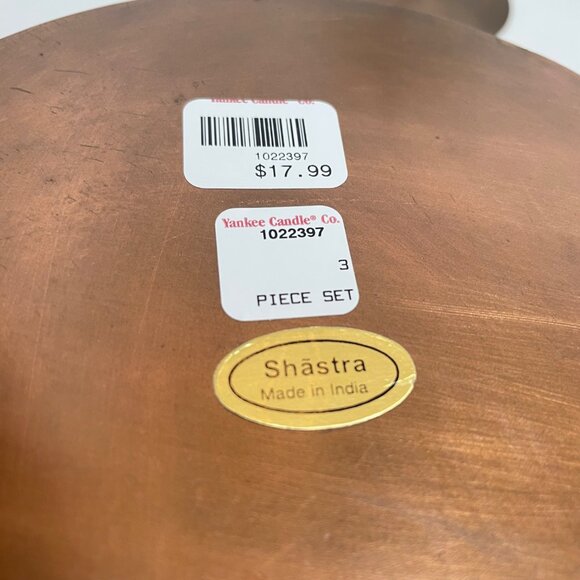 Decorative Shastra Copper & Green Beaded Candle Holder & Bowl Set Made in India - Picture 7 of 12